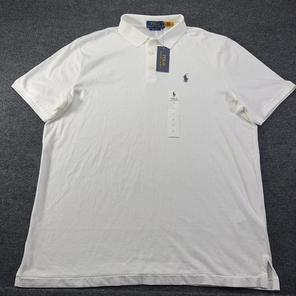 Polo Ralph Lauren Mens Classic Fit Polo Shirt White Large NEW